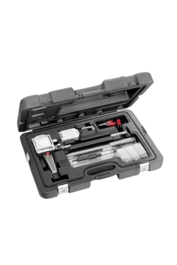 Facom diesel compression tester kit in a black carrying case with various adapters and tools for engine diagnostics.
