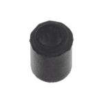 Close-up of a black rubber bumper or stopper, used in automotive or racing equipment for protection and cushioning.