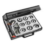 Facom Cooling Pressure Tester kit with multiple adapters and hoses for automotive cooling system testing.