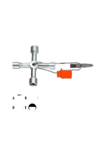 Facom four-way wrench for cabinets with adjustable head and multiple socket sizes, ideal for professional cabinet assembly and maintenance.