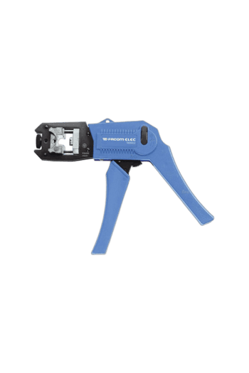 Facom crimping pliers for phone connectors, blue handle, compact design, ideal for telecommunications work.