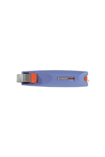 Facom cable sheath stripper 985952 in blue with orange adjustment knob, used for stripping cable sheaths efficiently.