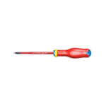 Facom screwdriver with red handle and black tip, suitable for precision work and electrical applications.