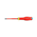 Facom screwdriver with red handle and black tip, suitable for precision work and electrical applications.