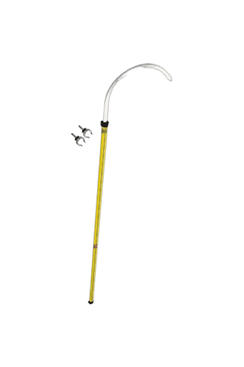Facom rescue pole Tp12ec with yellow extendable shaft and curved metal hook for emergency rescue operations.