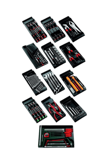 Comprehensive Facom tool kit with 159 pieces including screwdrivers, pliers, wrenches, and sockets for mechanics and DIY enthusiasts.