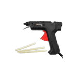 Facom E.900b glue gun with three glue sticks on a white background, showcasing its ergonomic design and functionality.
