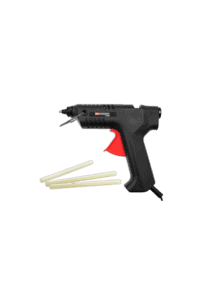 Facom E.900b glue gun with three glue sticks on a white background, showcasing its ergonomic design and functionality.