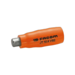 Facom 1,000 Volt insulated male 6-point 3/8 bit socket in orange with grey tip, designed for electrical work.