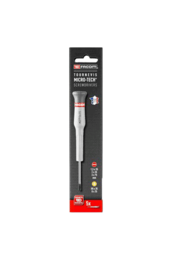 Facom Tournevis Micro-Tech screwdriver in packaging, ideal for precision tasks and micro-tech applications.