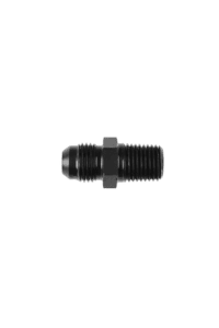 Close-up of a black Grand Prix Racewear fitting with 7/16x20 JIC threads for automotive or racing applications.