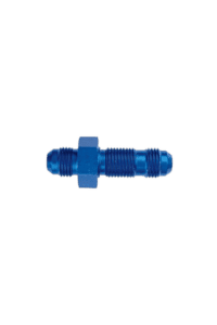 Blue Grand Prix Racewear fitting component, suitable for racing applications, with threaded ends and a central hex section for tightening.