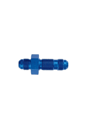 Blue Grand Prix Racewear fitting component, suitable for racing applications, with threaded ends and a central hex section for tightening.