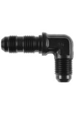 Black rubber spark plug boot with 90-degree bend, used in racing car ignition systems.