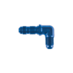 Blue 90° bulkhead fitting for Grand Prix Racewear, ideal for racing vehicle fluid systems.