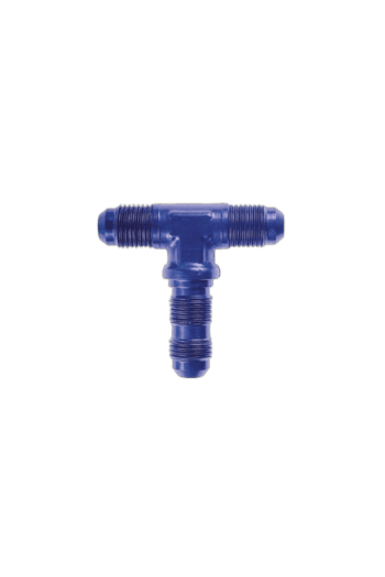Grand Prix Racewear blue plastic T-shaped connector for racing fuel systems, durable and high-quality.