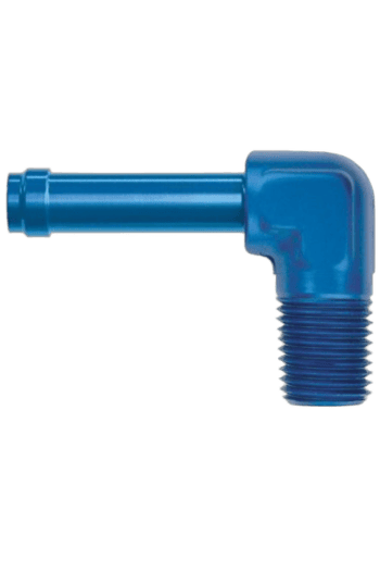 Blue L-shaped racing helmet vent with a long cylindrical tube for airflow, designed for Grand Prix racewear.