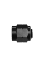 Close-up of a black racing wheel nut used in motorsport for securing wheels.