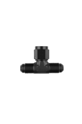 Grand Prix Racewear GM-ML-FM OTL adaptor tee for racing fuel systems, durable black plastic construction, compact design for easy installation.