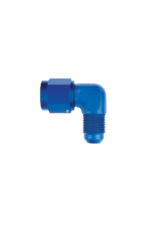 Blue plastic 90-degree elbow pipe fitting for racing car fuel systems, durable and corrosion-resistant.
