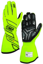 High-visibility neon yellow and black racing gloves from Grand Prix Racewear, designed for motorsport safety and performance.