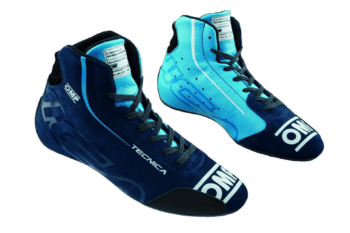 High-performance racing shoes from Grand Prix Racewear, featuring blue and black design with advanced grip and support for motorsport drivers.