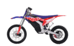 Electric motocross bike with red, white, and blue design, featuring GPR Direct branding, suitable for off-road racing and motocross events.