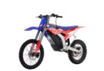 Electric dirt bike with blue, red, and white Grand Prix Racewear branding, designed for off-road motocross riding.
