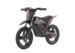 Electric motorcycle from Grand Prix Racewear featuring a sleek black and grey design, ideal for racing and high-performance riding.