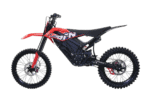 Grand Prix Racewear electric dirt bike with red, black, and white design for off-road racing.