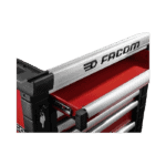 Close-up of a professional racing tool chest with Grand Prix Racewear branding, featuring multiple drawers and a sturdy design for motorsport equipment storage.