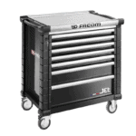 Facom Jetm4a 7-drawer black rollcab with sturdy construction and smooth-rolling casters for professional workshop use.