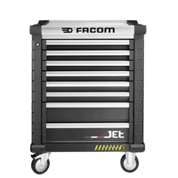 Facom Jet8nm3 safety lock roll cab with multiple drawers and wheels for tool storage.