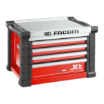 Facom JET tool chest with multiple drawers, ideal for race team garages and workshops.