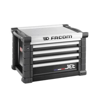 Facom Jetm3 4-drawer tool chest with sturdy black and silver design, ideal for professional workshop storage solutions.