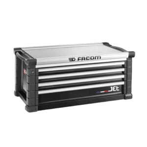 Facom Jetm5 4-drawer tool chest with black and silver finish, ideal for professional workshops and garages.