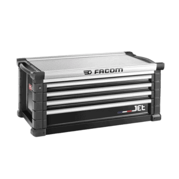 Facom Jetm5 4-drawer tool chest with black and silver finish, ideal for professional workshops and garages.