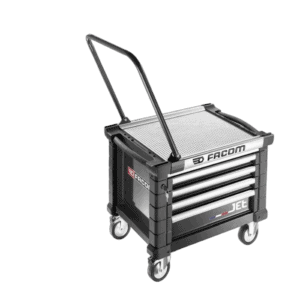 Facom mobile tool chest with four drawers and a handle, designed for workshop use.