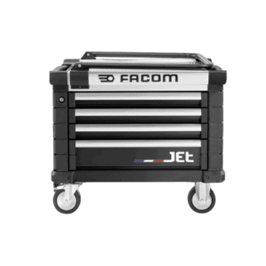 Facom Jet mechanic's tool chest with multiple drawers and wheels for easy mobility, ideal for professional racing teams and workshops.