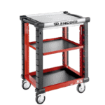 Facom Jet Utility Cart with 3 shelves, black and red, mobile with caster wheels for workshop use.