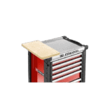 Facom worktop vice support jet WA17 with wooden top and red and black tool chest base.