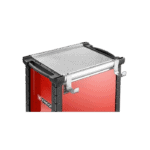 Facom worktop with storing hooks and perforated surface for workshop organisation.