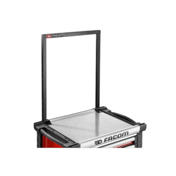 Facom worktop structure with metal tubes and support for workshop organisation and tool storage.