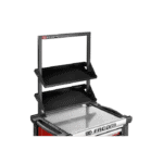 Race car tool storage unit with two shelves and a top frame, ideal for Grand Prix racewear workshops.