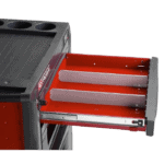 Facom Jet Toolbox drawer with dividers for organised tool storage, featuring a red and black design.