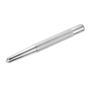 Close-up of a Facom precision centre punch with textured grip and pointed tip for accurate marking.