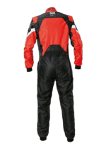Grand Prix Racewear racing suit in red and black with white accents, designed for motorsport safety and performance.