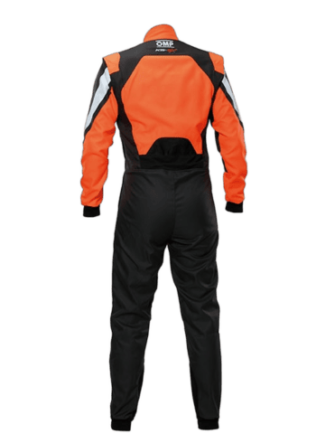 Grand Prix Racewear racing suit in orange and black, designed for motorsport safety and performance.