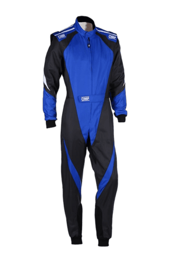Grand Prix Racewear racing suit in blue and black, designed for motorsport safety and performance.