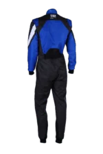 Grand Prix Racewear racing suit in blue and black with white accents, designed for motorsport safety and performance.